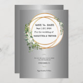 Goldene Momente: Unsere Save the Date Einladung (Vorne/Hinten)