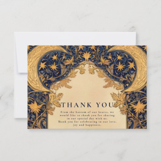Goldene Mondbarock-Hochzeit Dankeskarte (Vorderseite)