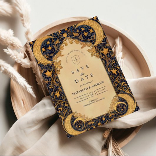 Goldene Mondschein-Barock-Hochzeit Save The Date