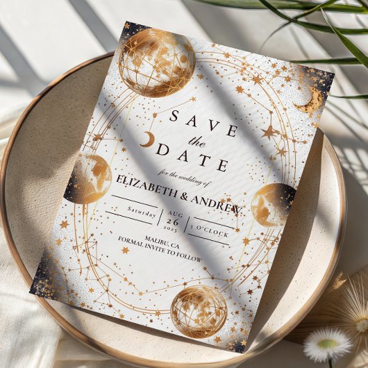 Goldene Mondscheinhimmlische Hochzeit Save The Date