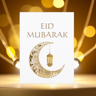 Goldene Mondsichel & Laterne Eid Mubarak Islamisch Postkarte