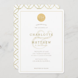 Goldene Mongram Geometrische Elegante Einladung zu