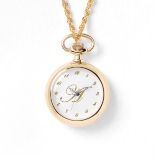 Goldene Monogramm-Anfangsbuchstabe A-Uhr mit golde Armbanduhr