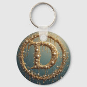 Goldene Monogramm-Anfangsbuchstabe D Schlüsselanhänger (Rückseite)