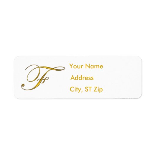 Goldene Monogramm F-Adressetiketten (Vorne)
