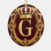 🌸 Goldene Monogramm G Royal Klassische Wohndekora Keramik Ornament (Links)