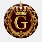 🌸 Goldene Monogramm G Royal Klassische Wohndekora Keramik Ornament (Hinten)