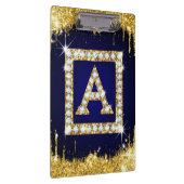 Goldene Monogramm-Initiale A mit blauem Glitter Klemmbrett (Rechts)