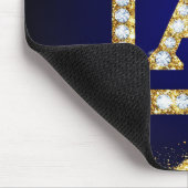 Goldene Monogramm-Initiale A mit blauem Glitter Mousepad (Ecke)