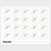Goldene Monogramm-Initiale F-Aufkleber Runder Aufkleber (Blatt)