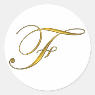 Goldene Monogramm-Initiale F-Aufkleber Runder Aufkleber