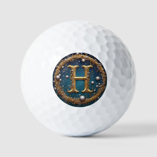 Goldene Monogramm-Initiale H Golfball (Vorderseite)