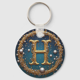 Goldene Monogramm-Initiale H Schlüsselanhänger