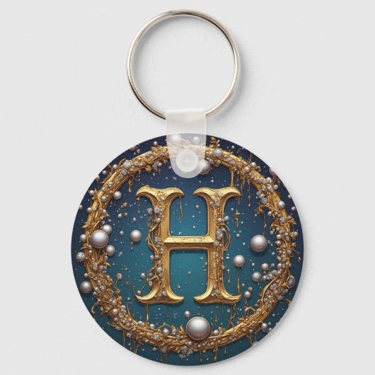 Goldene Monogramm-Initiale H Schlüsselanhänger (Vorderseite)