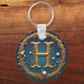 Goldene Monogramm-Initiale H Schlüsselanhänger (Rückseite)