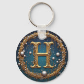 Goldene Monogramm-Initiale H Schlüsselanhänger (Rückseite)
