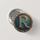Goldene Monogramm-Initiale R Button (Vorne & Hinten)