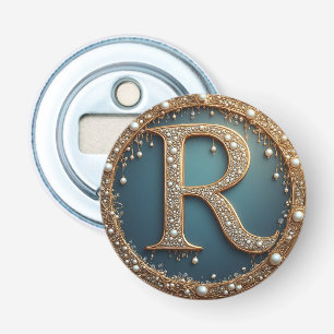 Goldene Monogramm-Initiale R Flaschenöffner