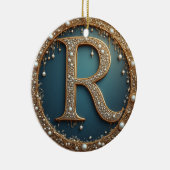 Goldene Monogramm-Initiale R Keramik Ornament (Rechts)