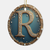 Goldene Monogramm-Initiale R Keramik Ornament (Links)