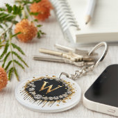 Goldene Monogramm-Initiale W Geschenk für Sie Schlüsselanhänger (Vorderseite rechts)