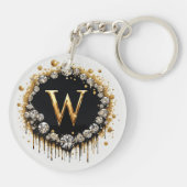 Goldene Monogramm-Initiale W Geschenk für Sie Schlüsselanhänger (Rückseite)