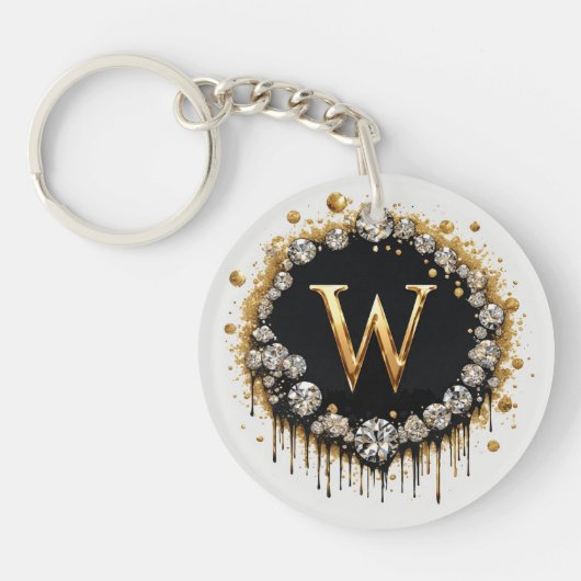 Goldene Monogramm-Initiale W Geschenk für Sie Schlüsselanhänger (Vorderseite)