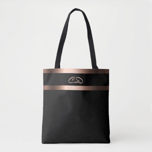 Goldene Monogramm-Initialen der Black Rose Tasche (Vorderseite)