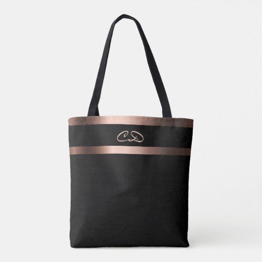 Goldene Monogramm-Initialen der Black Rose Tasche (Rückseite)