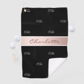 Goldene Monogramm-Initialen der schwarzen Rose Golfhandtuch (Insitu)