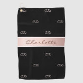 Goldene Monogramm-Initialen der schwarzen Rose Golfhandtuch (Vorderseite)