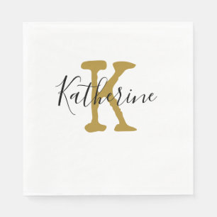 Goldene Monogramm-Initialen und Namens-Golfbälle Serviette
