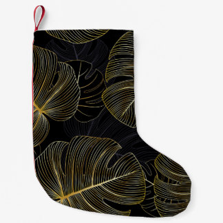 Goldene Monstera-Blätter, romantische nahtlose Blu Kleiner Weihnachtsstrumpf
