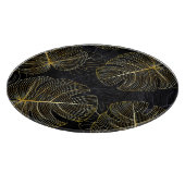 Goldene Monstera-Blätter, romantische nahtlose Blu Schneidebrett (Ecke)