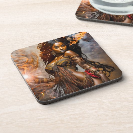 Goldene Morgenröte - Afrikanische Prinzessin - Unt Getränkeuntersetzer (Linke Seite)