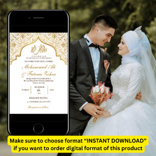 Goldene Moschee Eleganz Muslimische Hochzeit Nikah Einladung