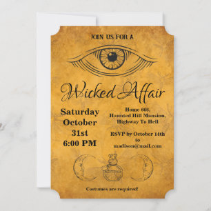 Goldene Motte Vintage-Muster Halloween Einladung