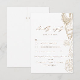 Goldene Muscheln & Weiße Küstenhochzeit RSVP-Karte RSVP Karte