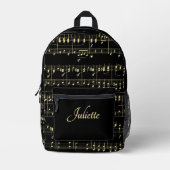 Goldene Musik auf der Vorderseite mit schwarzen Sk Bedruckter Rucksack (Vorderseite)