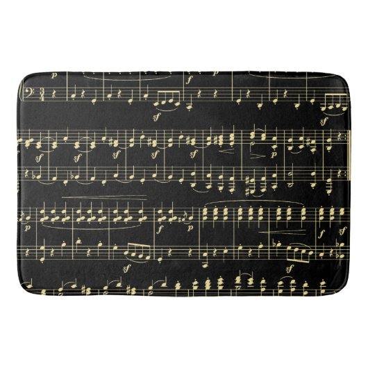 Goldene Musik auf schwarz Badematte (Vorderseite)
