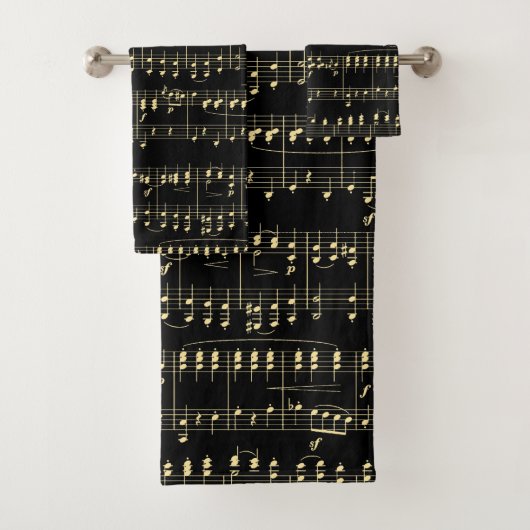 Goldene Musik auf schwarz Badhandtuch Set (Insitu)