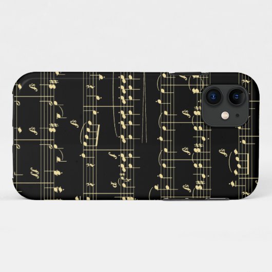 Goldene Musik auf schwarz Case-Mate iPhone Hülle (Rückseite (Horizontal))
