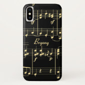 Goldene Musik auf schwarz Case-Mate iPhone Hülle (Rückseite)