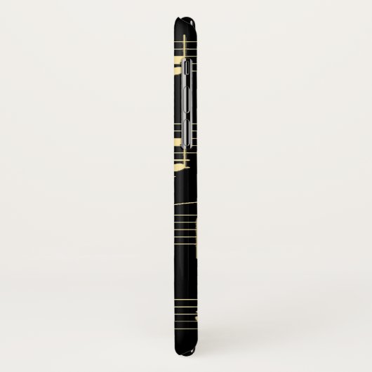 Goldene Musik auf schwarz Case-Mate iPhone Hülle (Hinten/Links)
