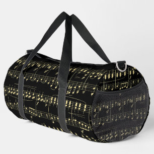 Goldene Musik auf schwarz Duffle Bag