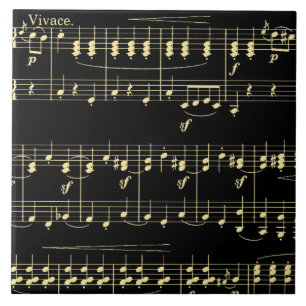 Goldene Musik auf schwarz Fliese