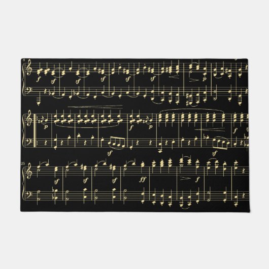Goldene Musik auf schwarz Fußmatte (Vorderseite)