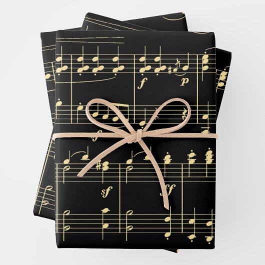 Goldene Musik auf schwarz Geschenkpapier Set (Beispiel)