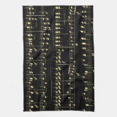 Goldene Musik auf schwarz Geschirrtuch (Vertikal)