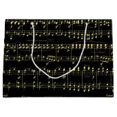 Goldene Musik auf schwarz Große Geschenktüte (Vorderseite)